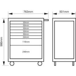 Bahco Servante Classique C75 26" 8 Tiroirs Orange Charge 600 Kg 986x501x763m -Kobleo servante classique c75 26 8 tiroirs orange charge 600 kg 986x501x763m 3