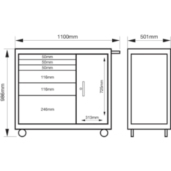 Bahco Servante Classique C75 6 Tiroirs Armoire Latérale Orange 986x501x1100m -Kobleo servante classique c75 6 tiroirs armoire laterale orange 986x501x1100m 3