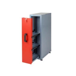 Servante Verticale à 1 Tiroir Verrouillable 2 Rangements Rouge