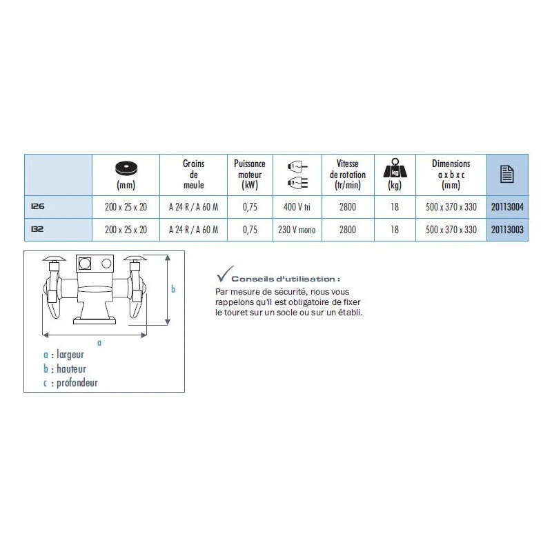 Touret A Meuler 132 M-M/D.200 / 230 V Mono 2 Touret A Meuler 132 M-M/D.200 / 230 V Mono – Image 2