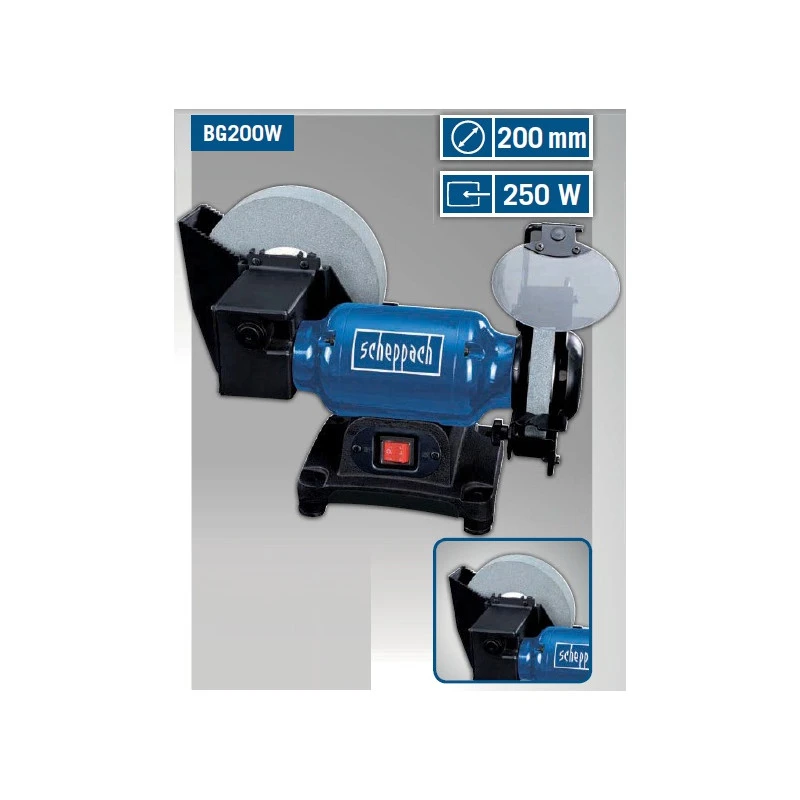 Scheppach Touret à Meuler Mixte (sèche : 150mm Et à Eau : 200mm) 250W BG200W 2 Scheppach Touret à Meuler Mixte (sèche : 150mm Et à Eau : 200mm) 250W BG200W – Image 2