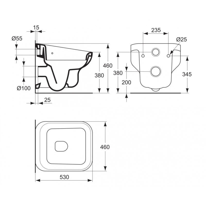 Ideal Standard Vidoir Suspendu 53 X 46 Cm Blanc Brenta 2 Ideal Standard Vidoir Suspendu 53 X 46 Cm Blanc Brenta – Image 2